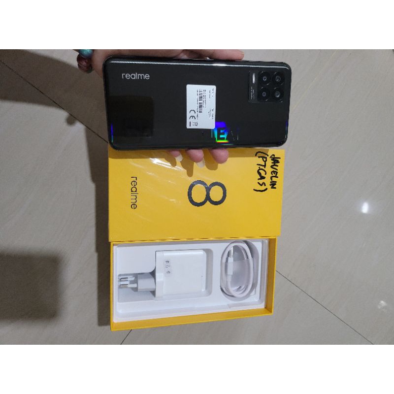 REALME 8 RAM 8/128 8GB ROM 128GB GARANSI RESMI 6 BULAN FULLSET LENGKAP CHARGER ORI BARU ASLI NEW 100