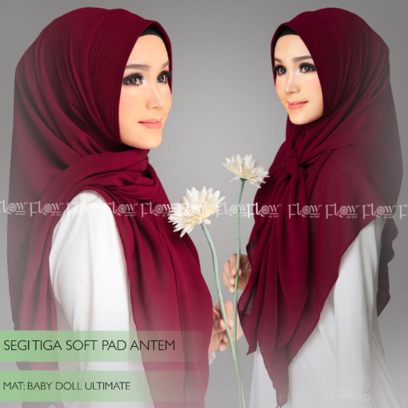 Jilbab Ceruti Segitiga Soft Pad Antem Murah Ori Flow
