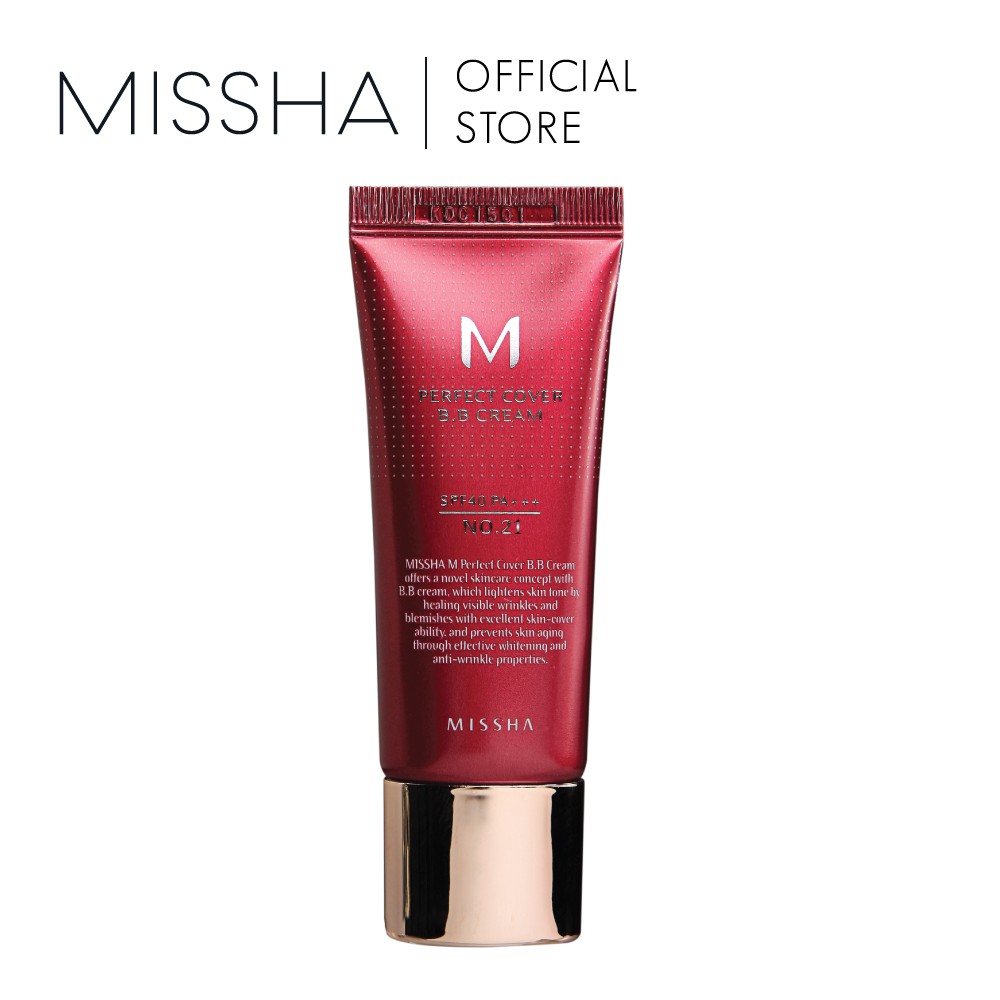 MISSHA PERFECT COVER BB CREAM (20ml) SPF42/PA+++ perfect high coverage foundation long lasting SPF42