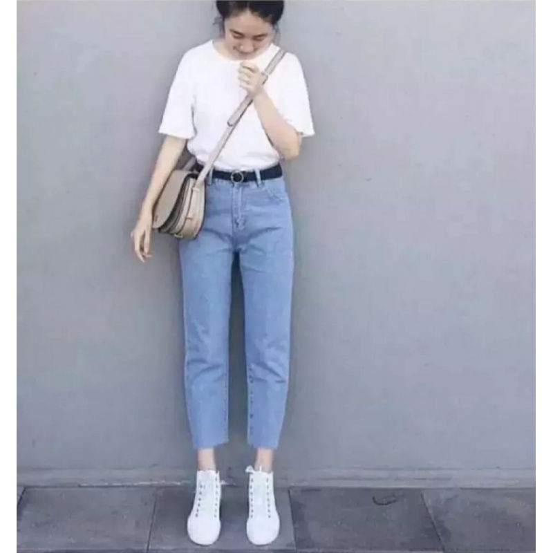 CELANA JEANS wanita Boyfriend Unfinished//celana jeans wanita kekinian