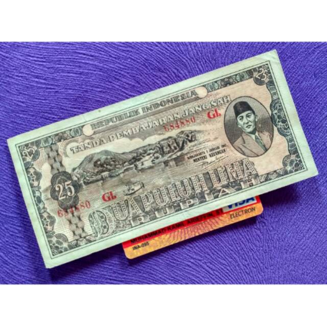 UANG KUNO UANG LAMA 25 RUPIAH SERI ORI TAHUN 1947