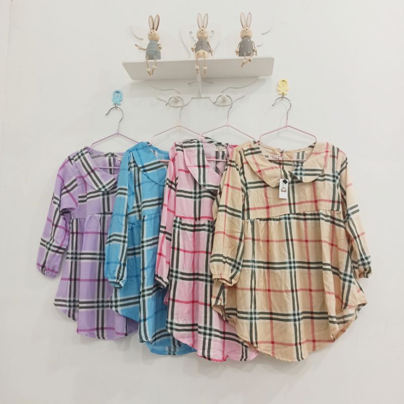 Tunik Katun Anak Perempuan 2-5 Tahun Kotak-Kotak