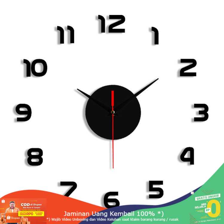 (BISA COD) RVOSTR EMOYO Jam Dinding DIY Wall Clock Model Simple 30 CM - DIY-201