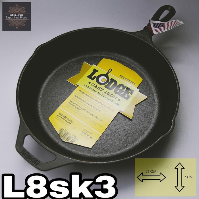 Lodge Cast Iron Pan Skillet 10.25 Inch 26 cm Cast Iron Skillet - L8sk3
