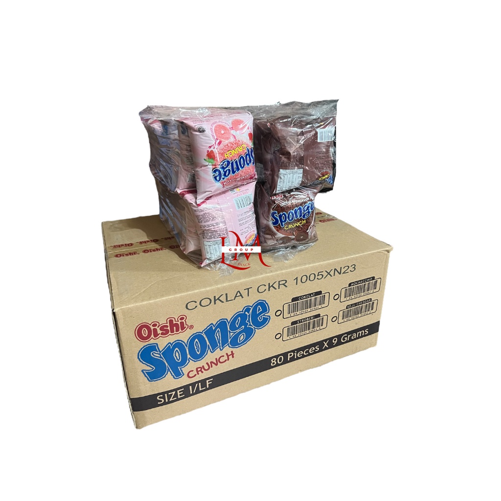 

[1 DUS] Sponge Crunch Isi Coklat Oishi Isi 4 Pack @20 pcs Cemilan Makanan Ringan LM Snack Grosir