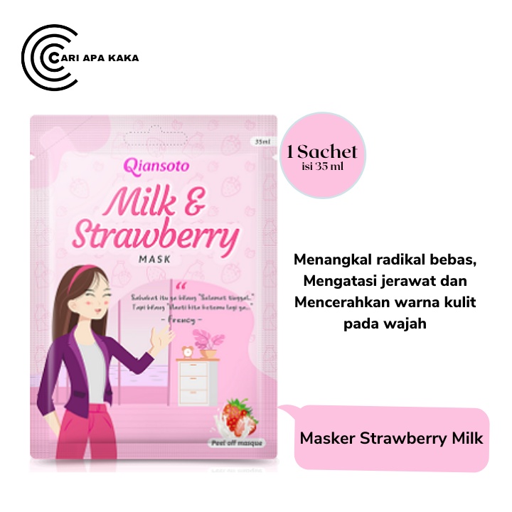 Masker wajah qiansoto peel of mask strawberry milk masker wajah