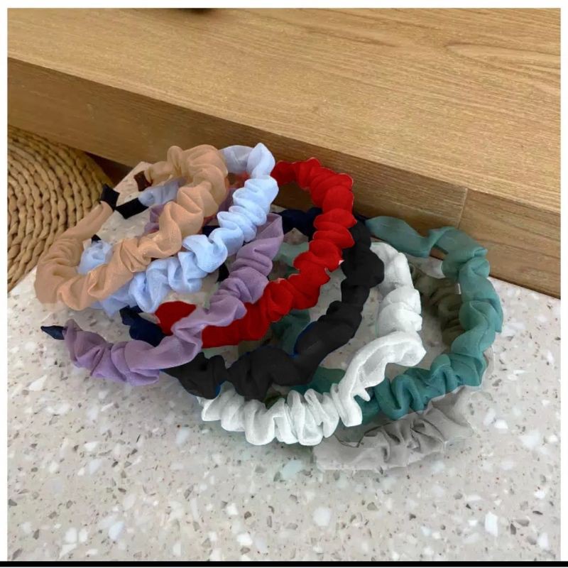 Bando Scrunchie Serut Bahan Sifon Hycon Gaya Korea Korean Headband Bandana