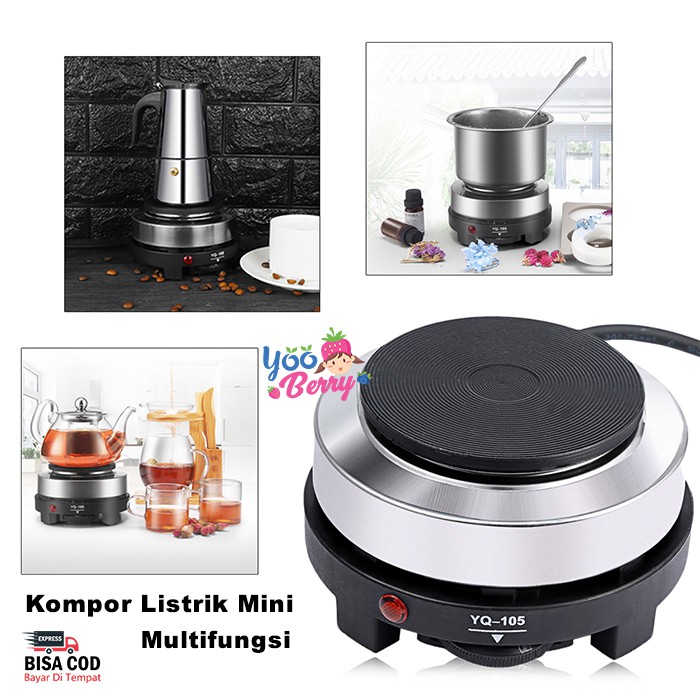 Mokhastock Kompor Listrik Mini Multifungsi Electric Cooking Stove MokaPot Kopi Teh Berry Mart