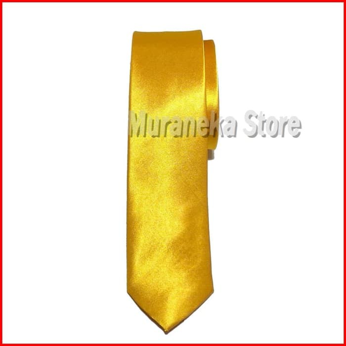 Dasi Slim GOLD Emas 2 Inch Pria Wedding Polos Kemeja Pernikahan Kuning Pernikahan Wisuda Bridesmaid