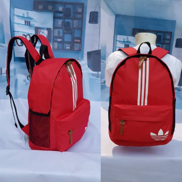 Backpack Sekolah SD SMP SMA Tas Ransel Sablon Adidas Pria Wanita Ransel Kasual Perjalanan Sekolah Laptop Pria Multifungsi Tahan Air Tas Oxford Ransel Olahraga Luar Ruangan Hitam