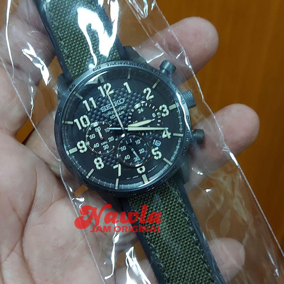 Seiko Quartz SSB369P1 Chronograph Black Case - Jam Tangan Pria SSB369