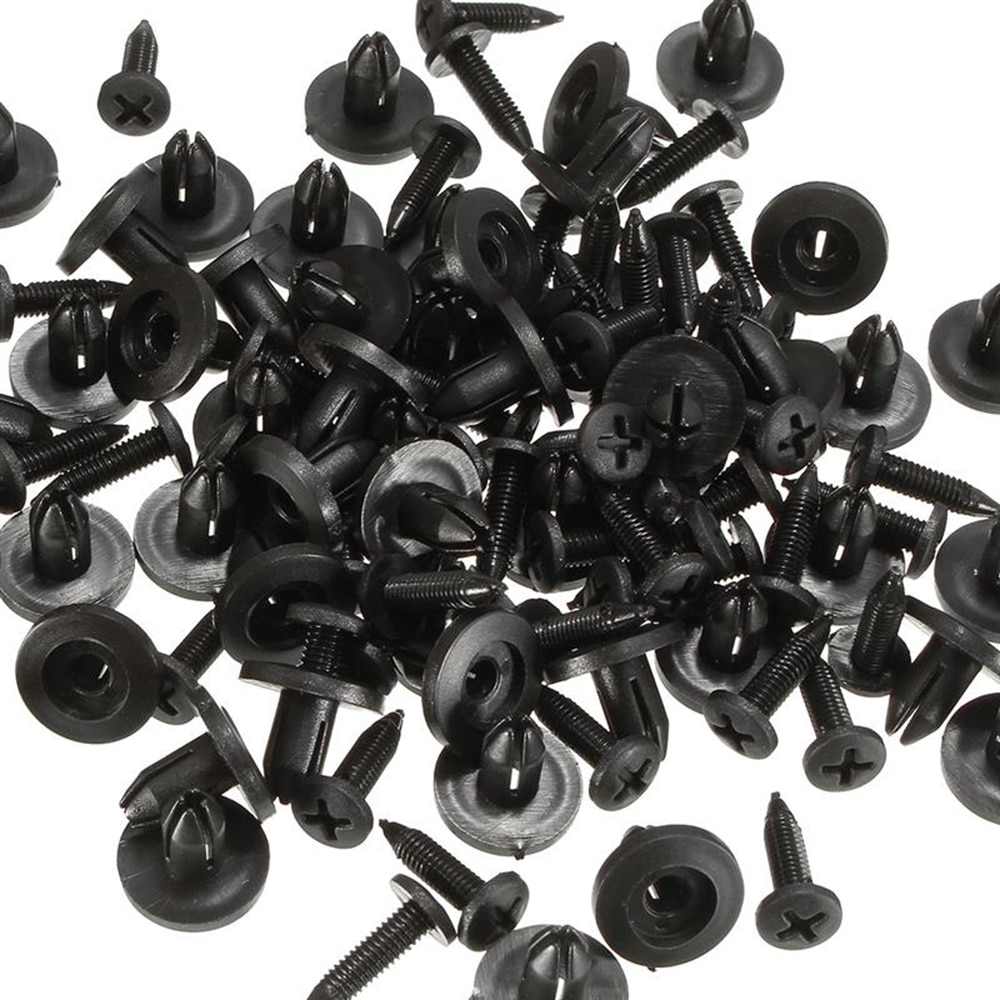 50pcs Klip Rivet Pengencang Panel Pintu Mobil toyota honda Bahan Plastik Warna Hitam Ukuran 6mm