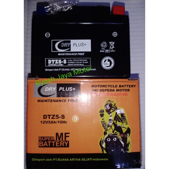 Aki DRY Plus ++ for Karisma/Beat/F1/street/pop/Vario 110/110 esp/revo/Jupiter mx new/Vixion/new/Scoopy/F1/spacy/F1/Revo absolute/Revo/Blade/F1/Revo F1/Xeon/rc/X-Ride/Mio J/soul GT/soul GT 125/Mio M3/z/s/spin/skywave/ SkyDrive/Fino/F1/Scoopy/Mio M3/Verza