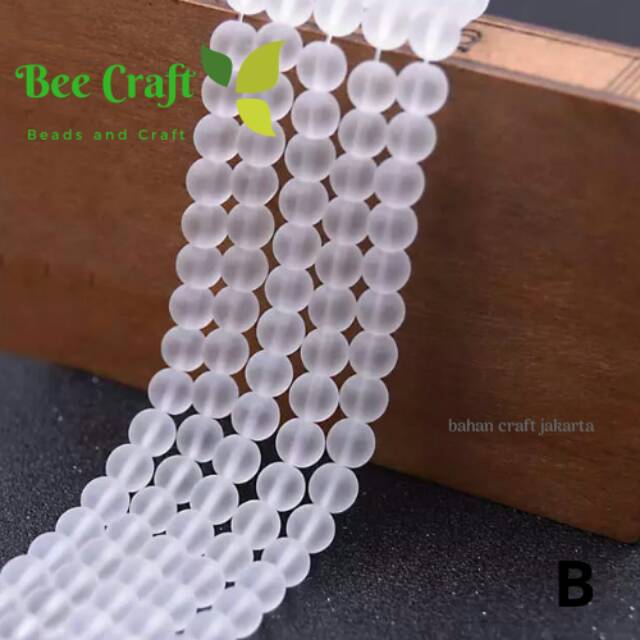 Bahan craft Manik Batu clear quarts matte Membuat Gelang Kalung