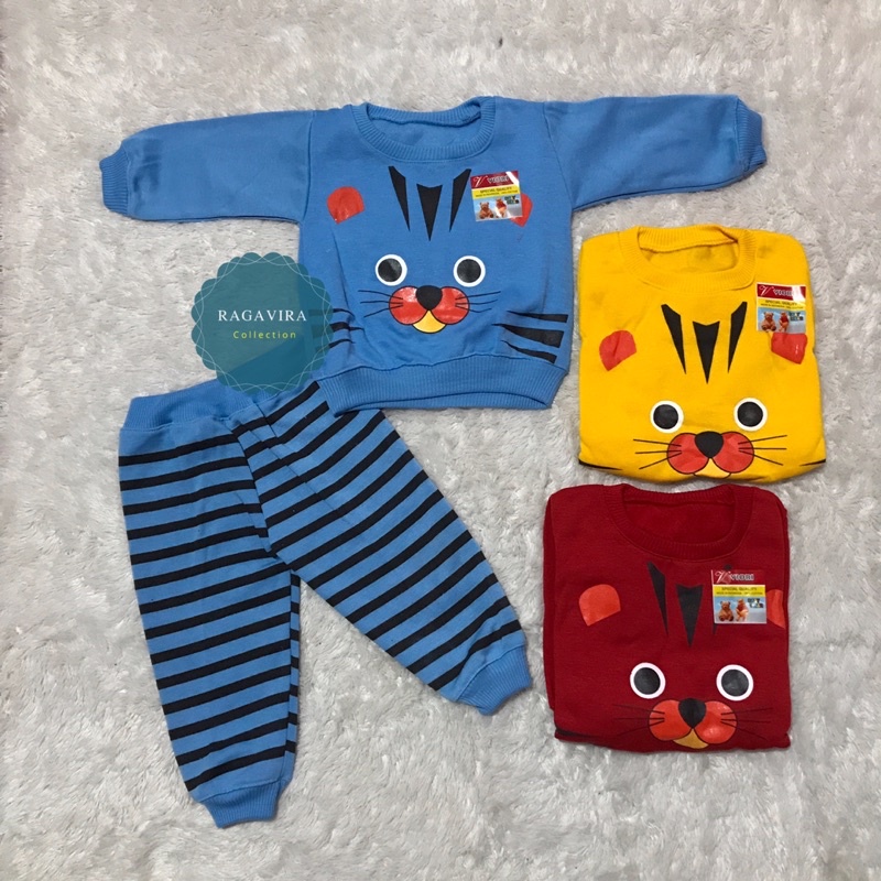 sweater bayi motif kucing belang Setelan 2-18 Bulan (RG075)