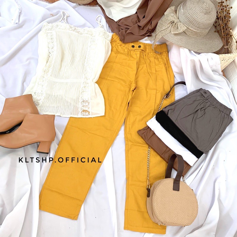 LINEN PANTS KANCING // CELANA WANITA BAHAN LINEN K2