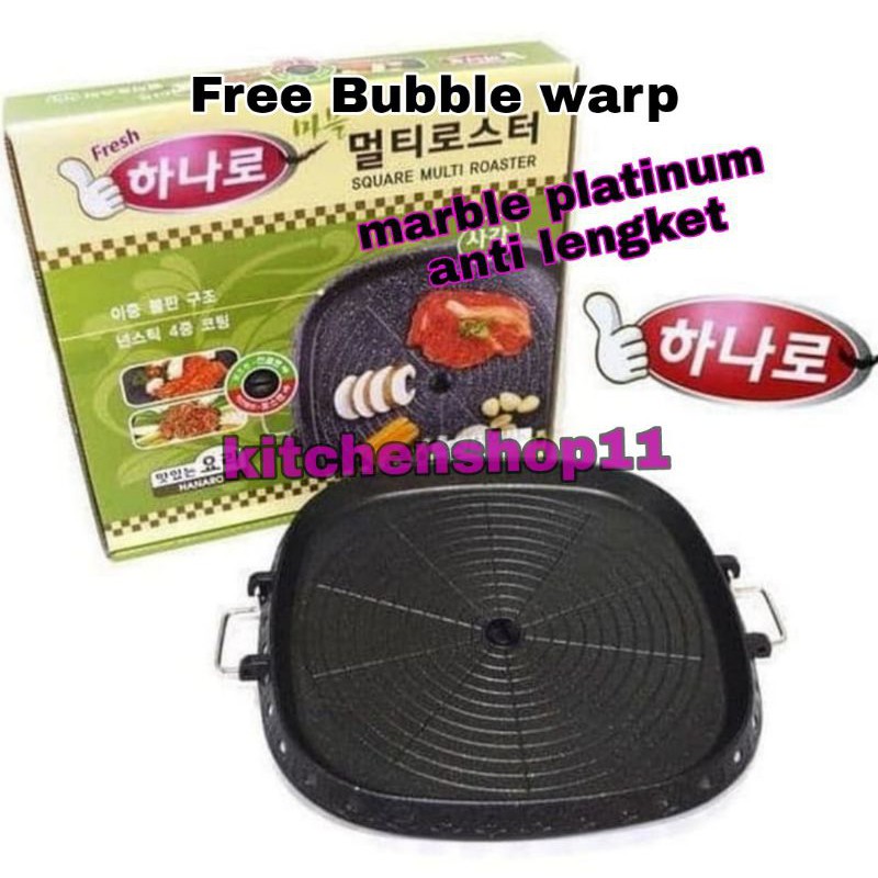 Korean BBQ grill pan 32cm ANTI LENGKET / BBQ SQUARE GRILL PAN 32CM / bulgogi pan square grill / yakiniku / square multi grill pan anti lengket / wajan panggangan BBQ non stick 32 cm