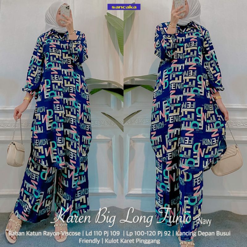 KAREN BIG LONG TUNIK | SETELAN LONG TUNIK RAYON VISCOS TERMURAH