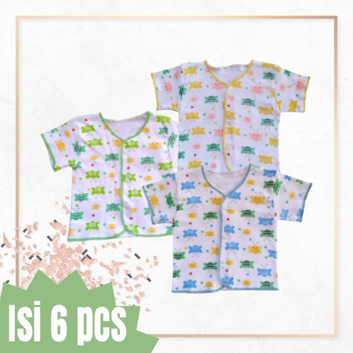 [6 PCS ] Baju Bayi Lengan Pendek motif Newborn