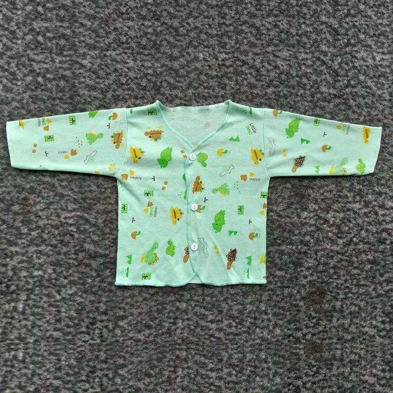 PROMO 3 PCS BAJU BAYI LENGAN PANJANG MOTIF WARNA - BAJU BAYI KANCING (NEWBORN)