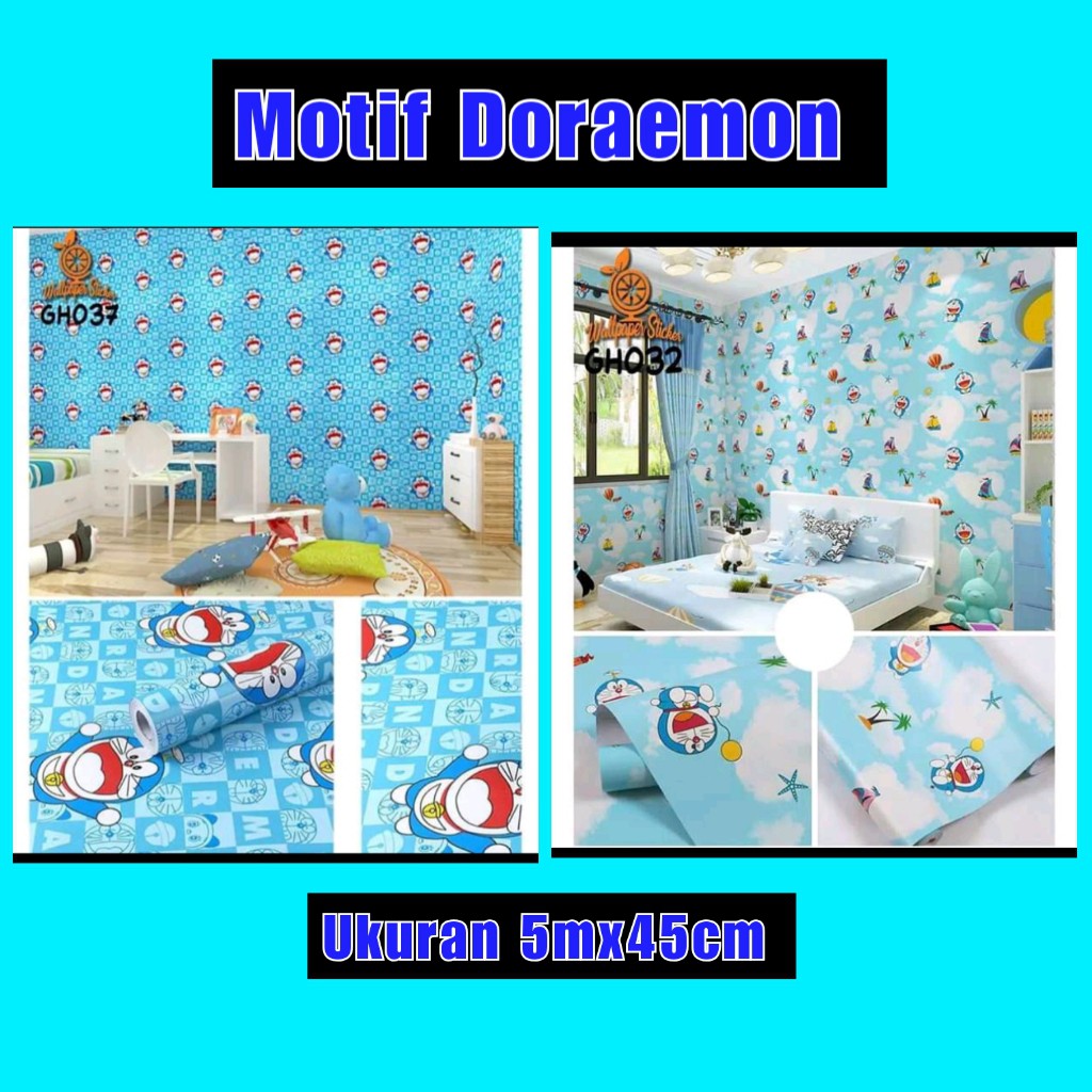 Wallpaper Stiker Ruang Tamu Dekorasi Rumah Walpeper Tembok Kamar Tidur 3d Motif Doraemon Termurah