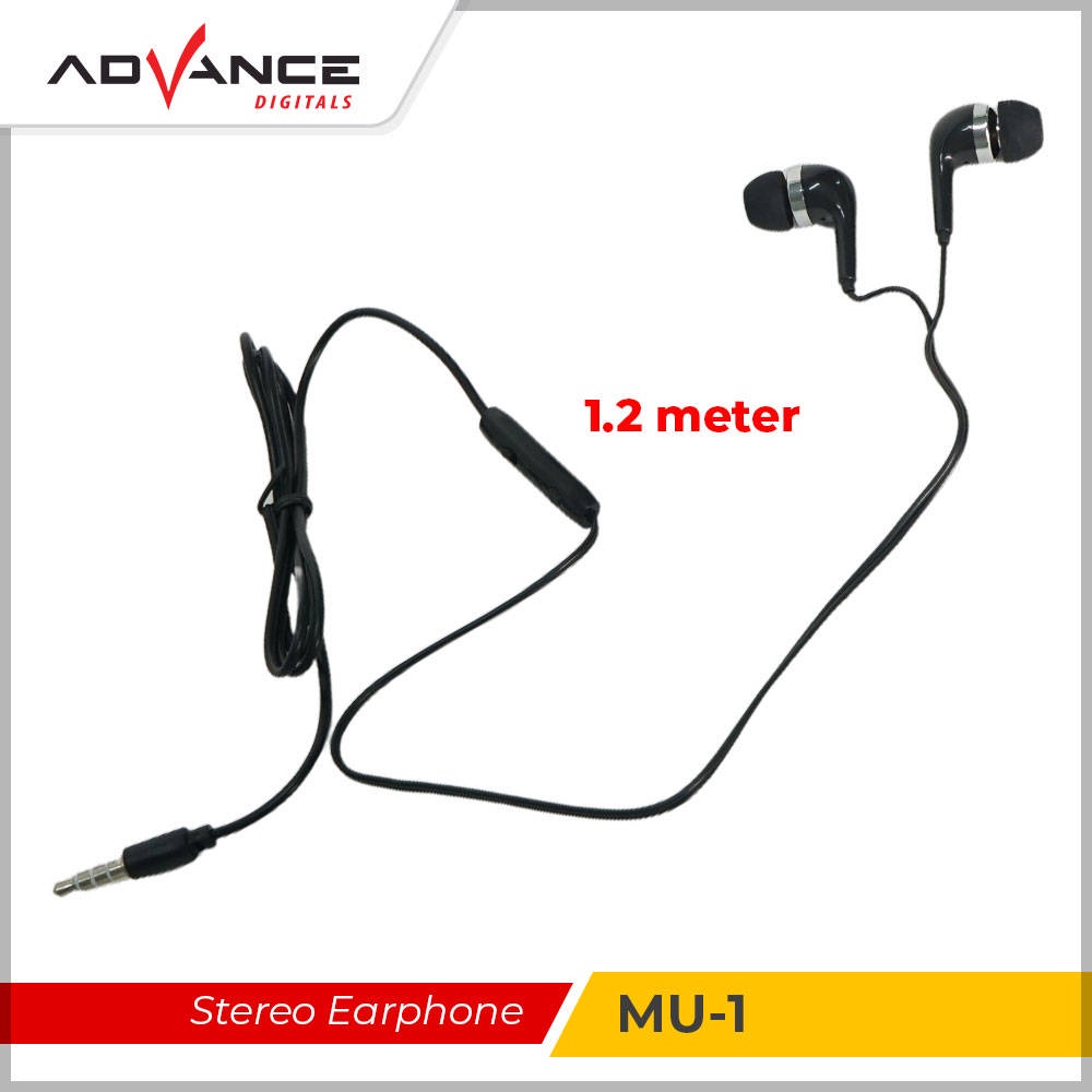 Advance 100% Ori Advance HIFI Stereo Earphone 1.2M Kabel Powerful Sound MU01 |Garansi Resmi Advance 1 Tahun |