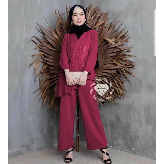 SET CELANA PELAGIO, MOSCREPE BRUKAT PREMIUM, GAMIS HIJAB MUSLIM, SETELAN