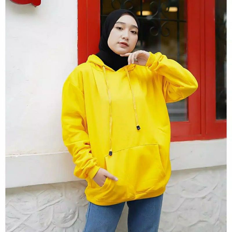Sweater hoodie polos wanita bahan PE fleece