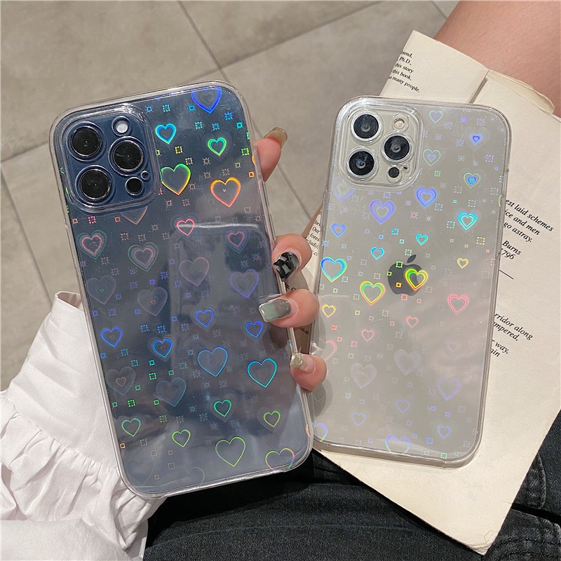 Gradient love case iphone 13 12 11 pro max X/Xs max XR 7/8plus transparent all-inclusive protection casing iphone