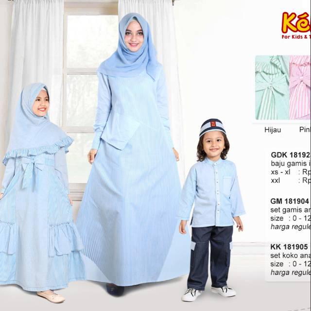 Gamis Keke GDK 181923 Bisa Beli Couple Anaknya Bahan cattun Xs sd XL Xxl Tambah 10000