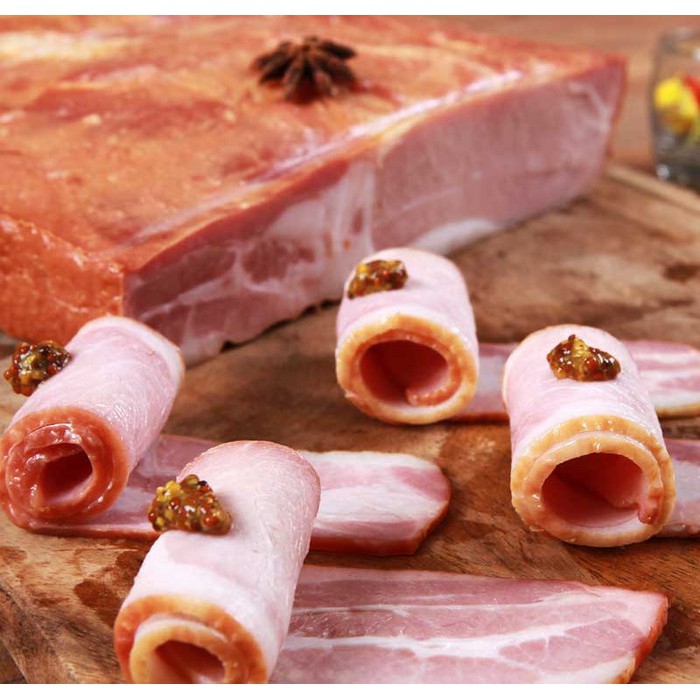 

Terbaru BACON BABI - BACK BACON (Pork Bacon Aroma/Daging Babi Asap)FROZEN FOOD Spesial