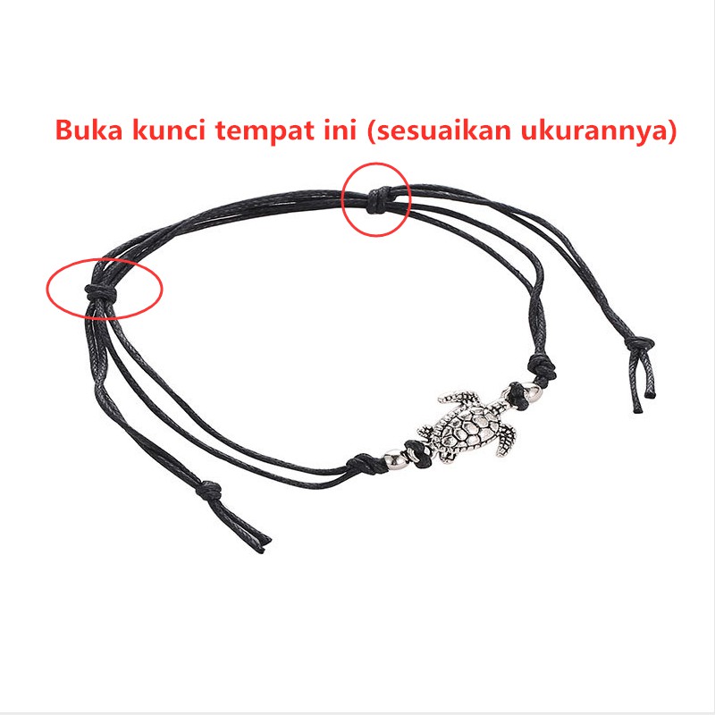 Tali rami antik penyu gelang buatan tangan anyaman perak kuno penyu gelang kaki grosir plain black bracelet