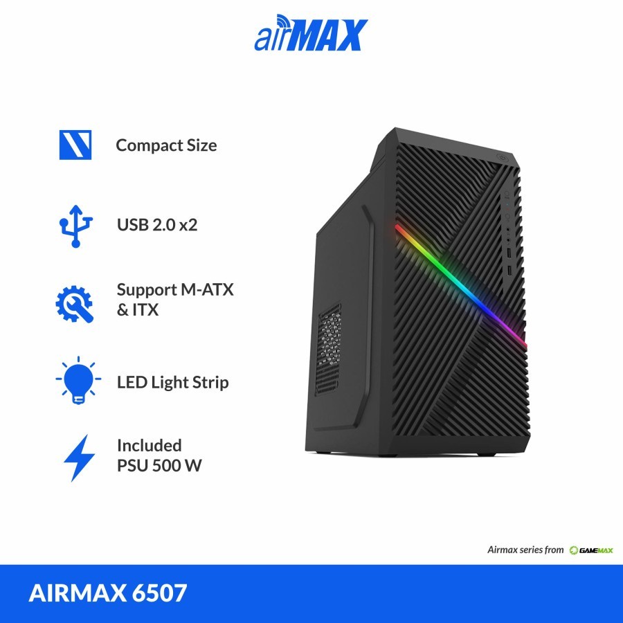 Casing Gamemax Airmax 6507 Include PSU 500W MICRO ATX - PC CASE
