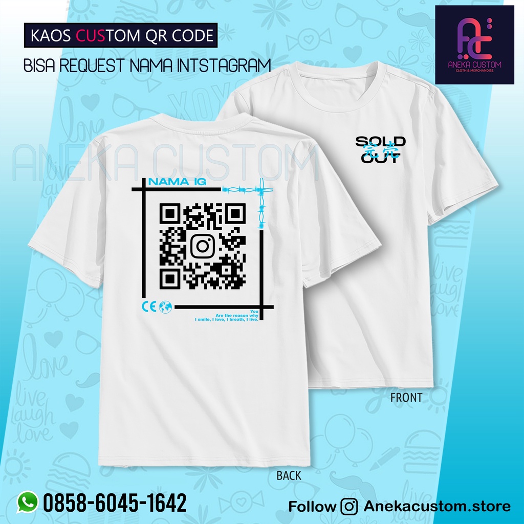 KAOS BARCODE IG SCAN ME / KAOS QR CODE INSTAGRAM BEBAS NAMA