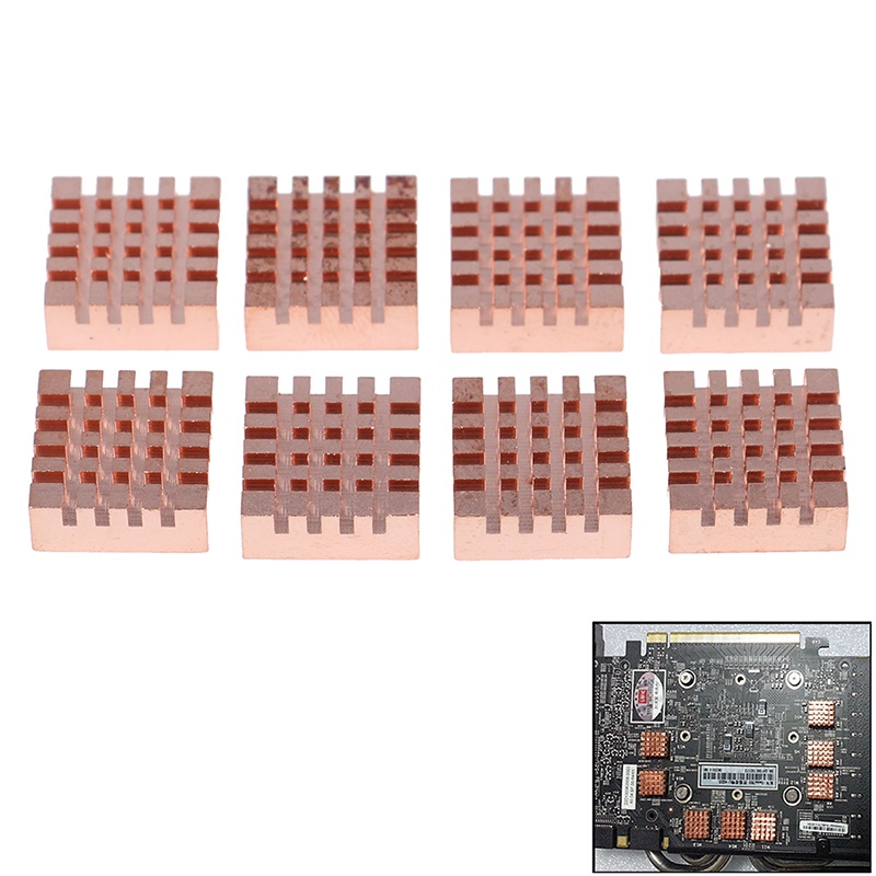 (LUCKID) 8pcs / set Heat Sink Tembaga Pendingin Kartu Grafis RAM