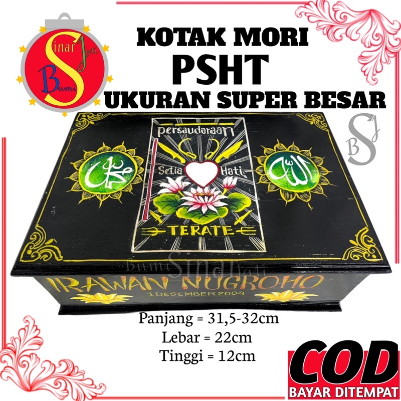 (COD) Kotak Mori PSHT Kayu Jati Ukuran BESAR - Tempat Mori Psht Terate - Wadah Sabuk - Tempat Mori P