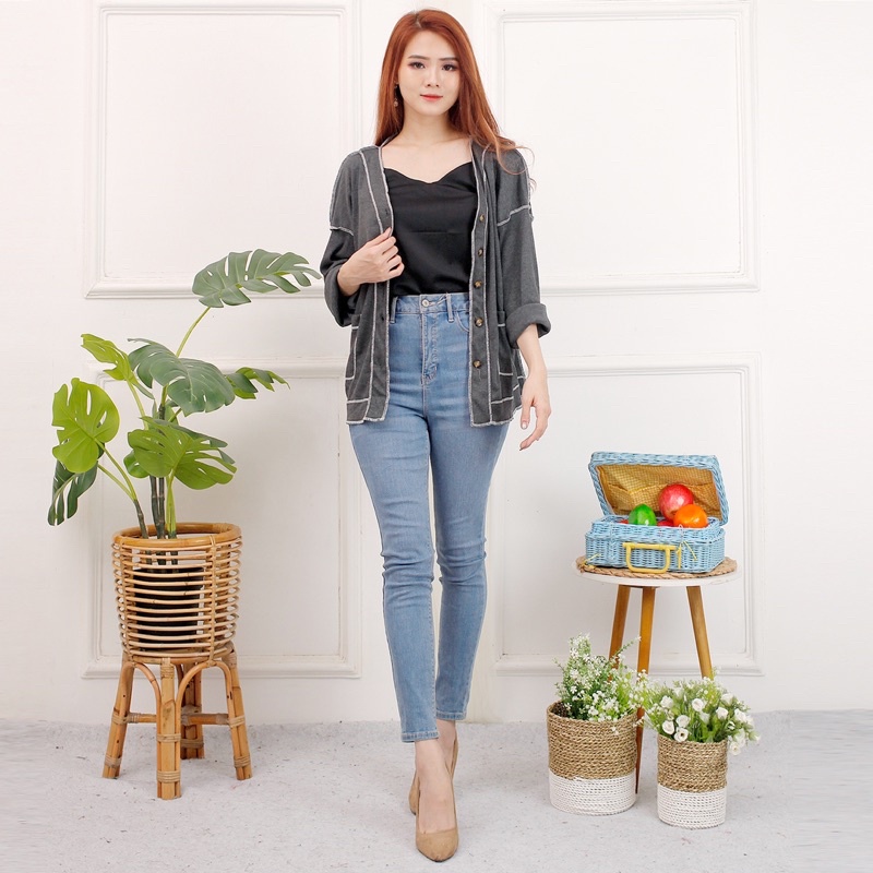 CARDIGAN TERBALIK CDG KANCING TANGAN PANJANG POLOS LIST KEREN MURAH GROSIR VIRAL MEWAH MODEL KOREA RAJUT KNIT