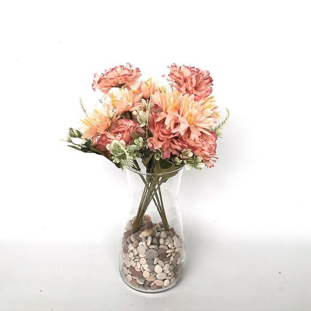 BUNGA TANGKAI DAHLIA - salem biru putih pink ungu bunga artificial palsu-2