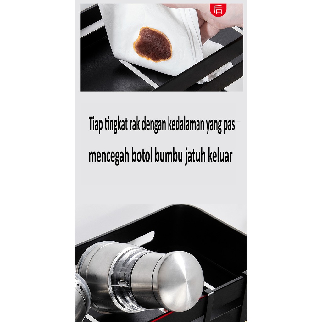 Rak Stainless 3 Susun Rak Dapur Tempat Bumbu, Rak Serbaguna, Portable