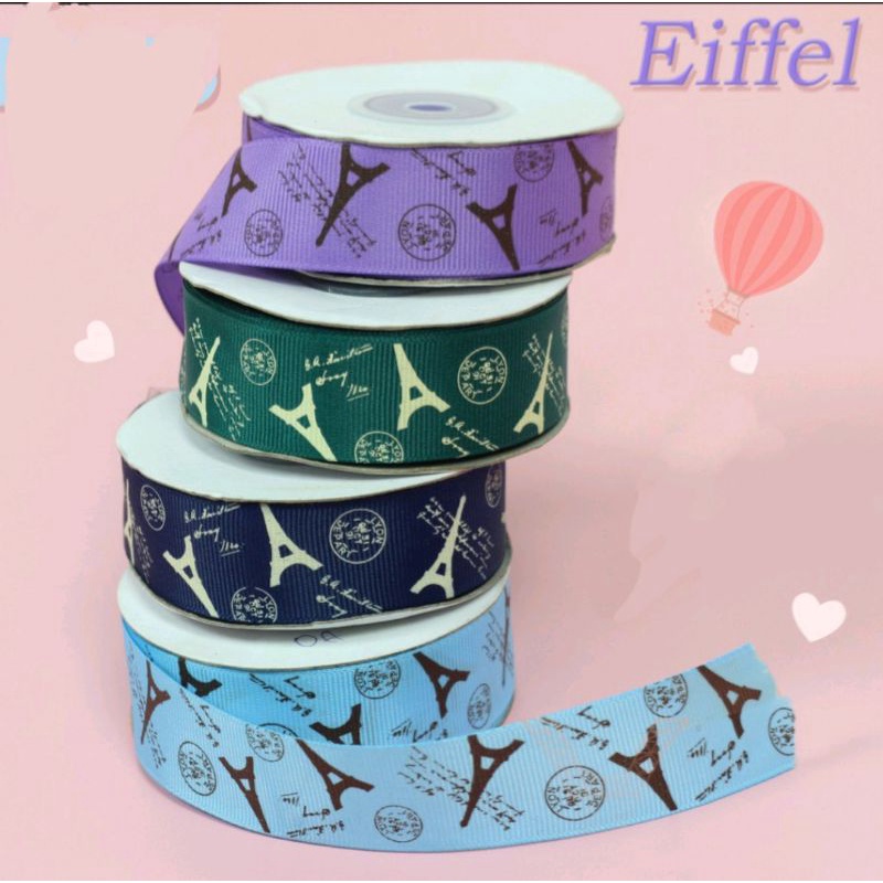 

1 yard (90 centi) pita Grosgrain eiffel Paris sz 2,5 cm