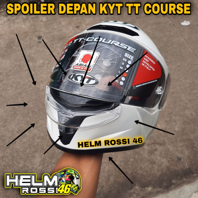 Spoiler Depan KYT TT COURSE TTC GP PED PAD Winglet depan Clear Bening Smoke 3D