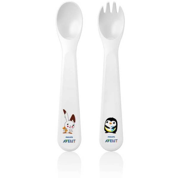 Avent Toddler Fork &amp; Spoon SCF712/00 / Sendok Garpu Makan Bayi 12m+