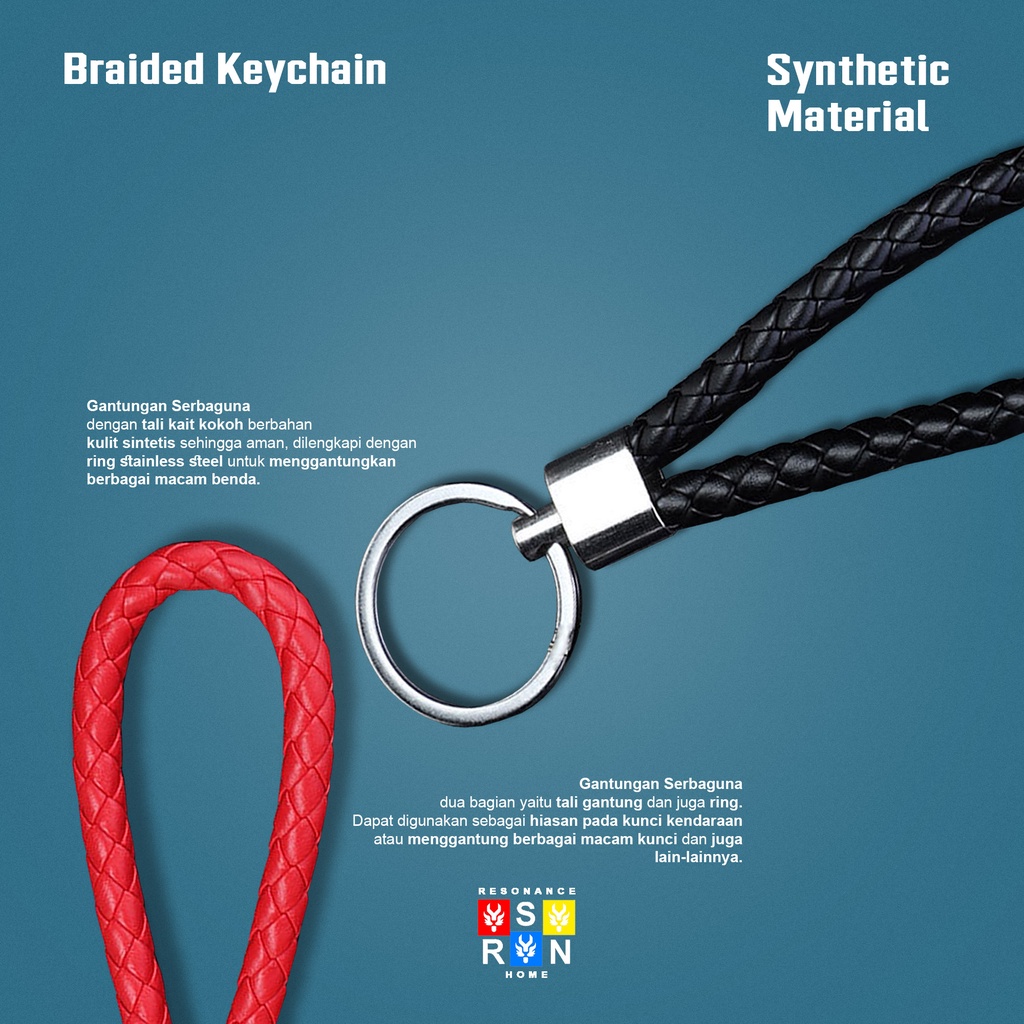 Gantungan Kunci Tali Anyam / Braided Keychain Resonance Home