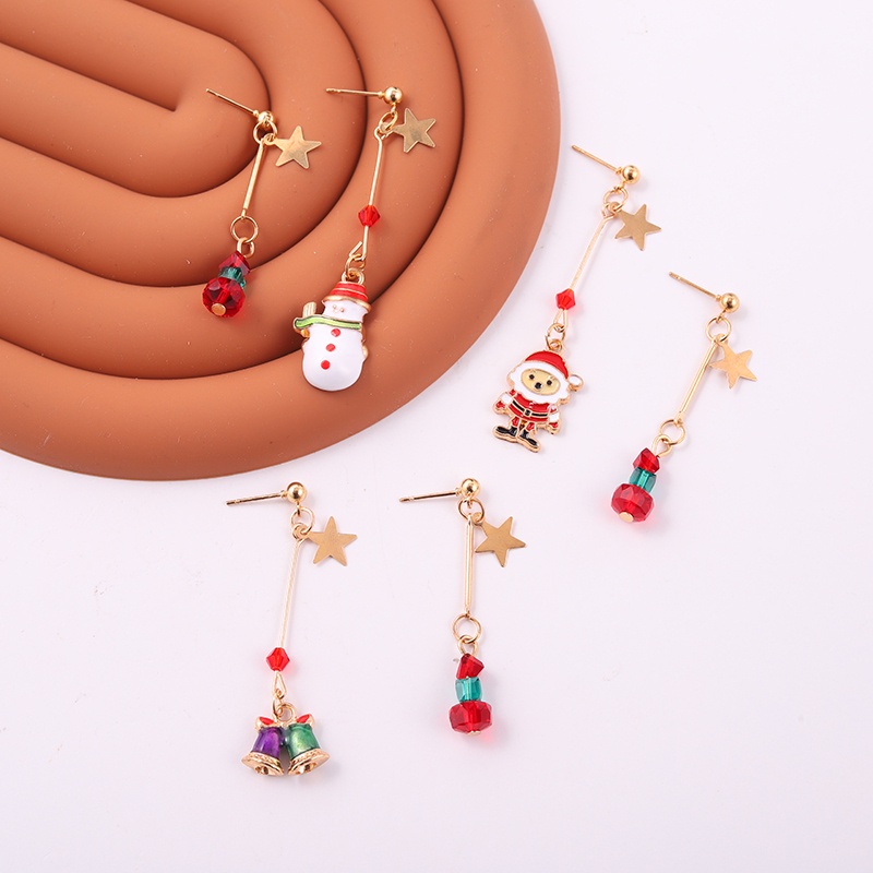 Anting Drop Liontin Santa Claus Bintang Bell Snowman Untuk Hadiah Natal