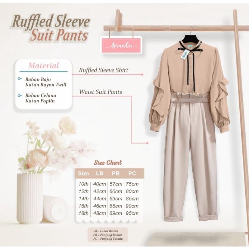 AeraaQu Ruffled Sleeve Suit Pants