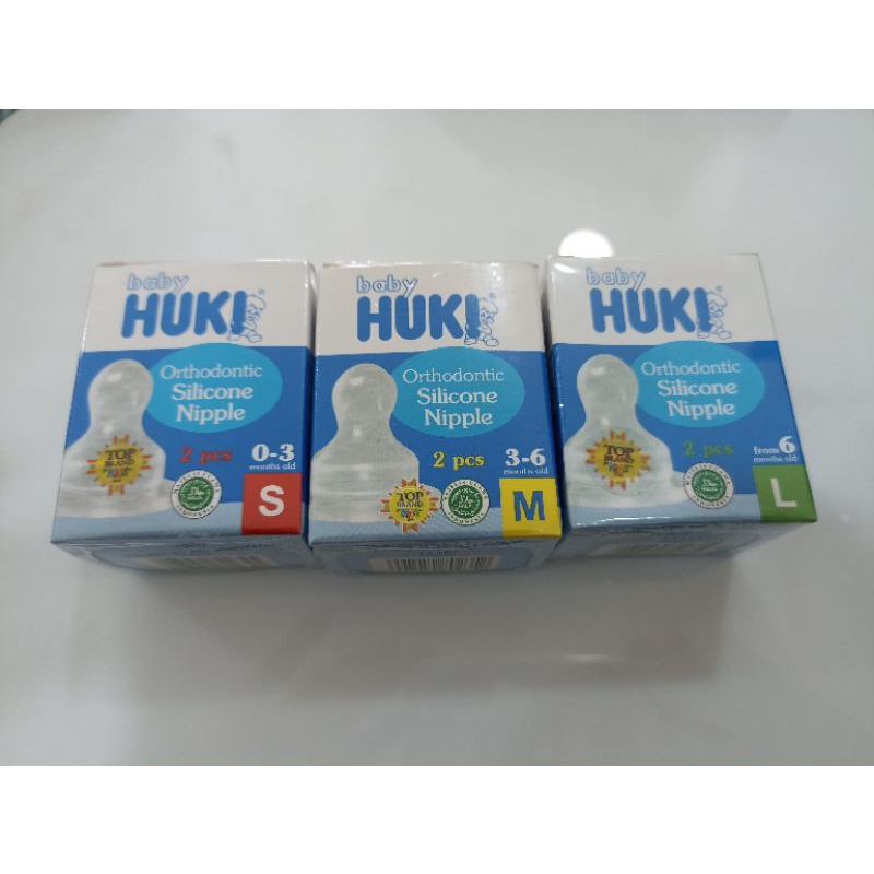 Baby Huki Orthodontic Silicone Nipple Isi 2 Pcs - Dot Botol Susu Gepeng/Pipih