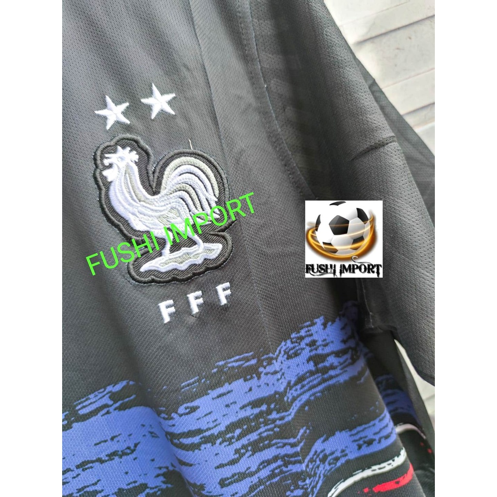 Jersey Baju Bola Perancis Training Black Hitam 2022 France Grade Ori