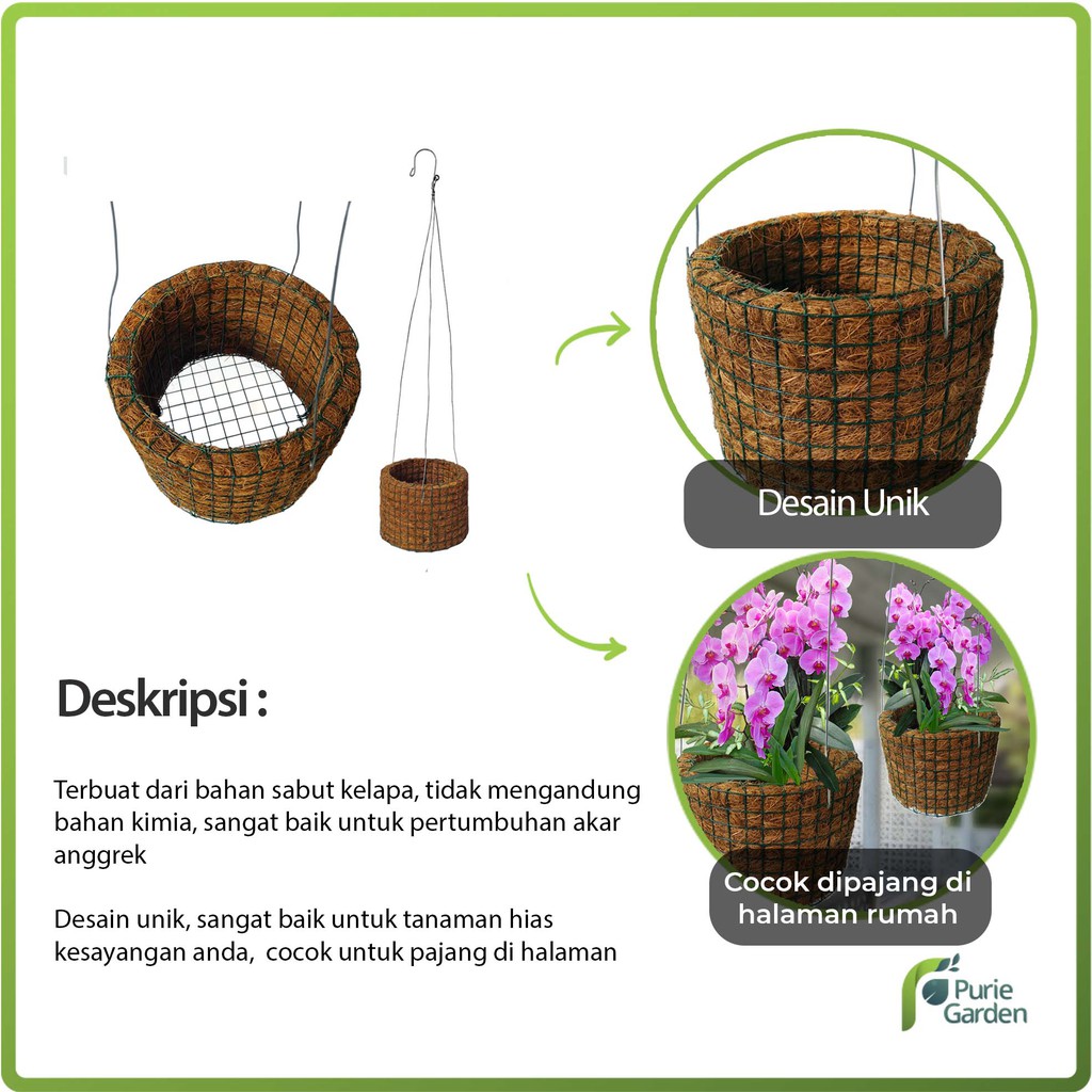 Pot Gantung  Pot Bunga Anggrek Polos Sabut Serabut Kelapa