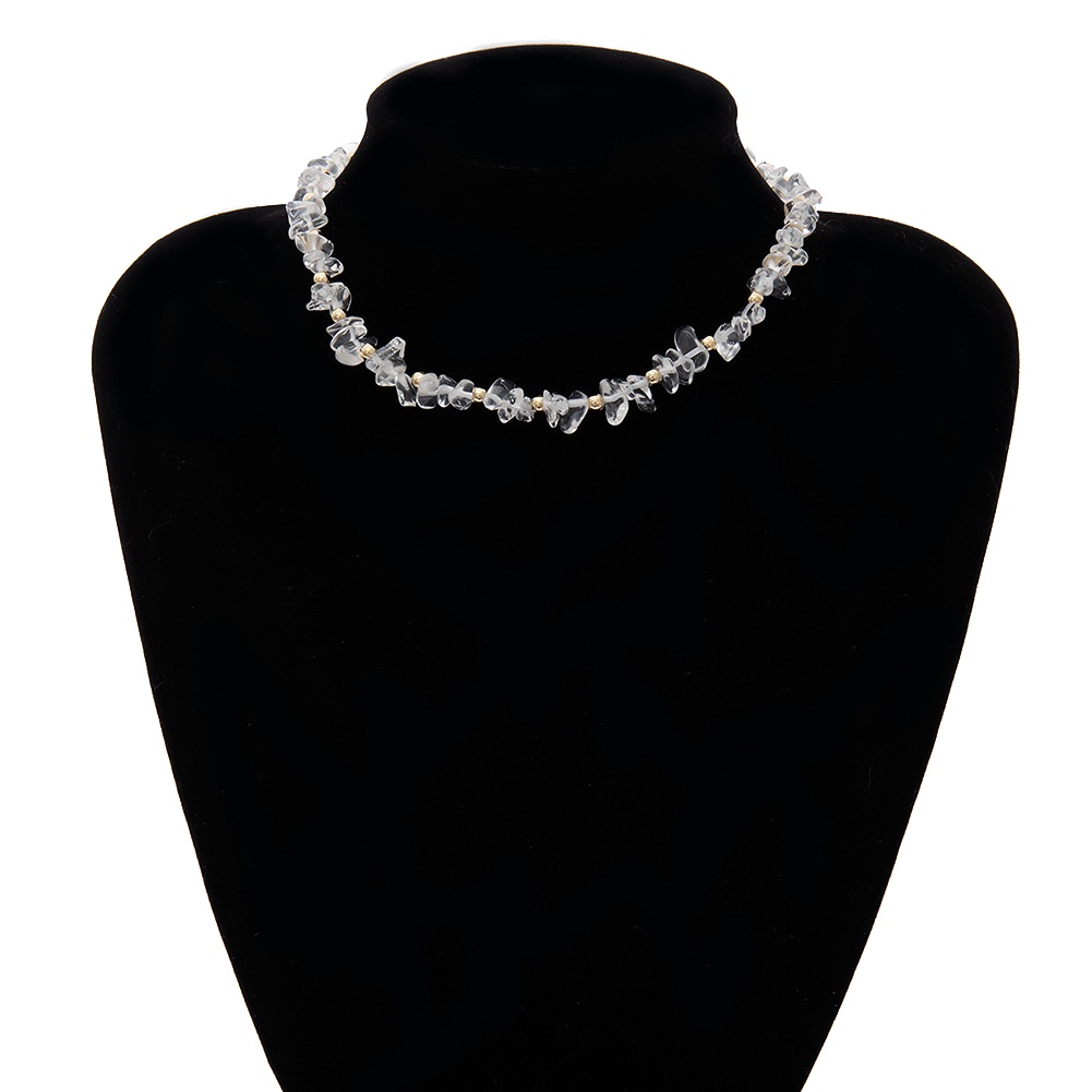 Hu Hu Hu Hu Hu Alat Bantu Pasang Kacamata♡ Kalung Choker Manik-Manik Batu Irregular Gaya Bohemian Untuk Wanita
