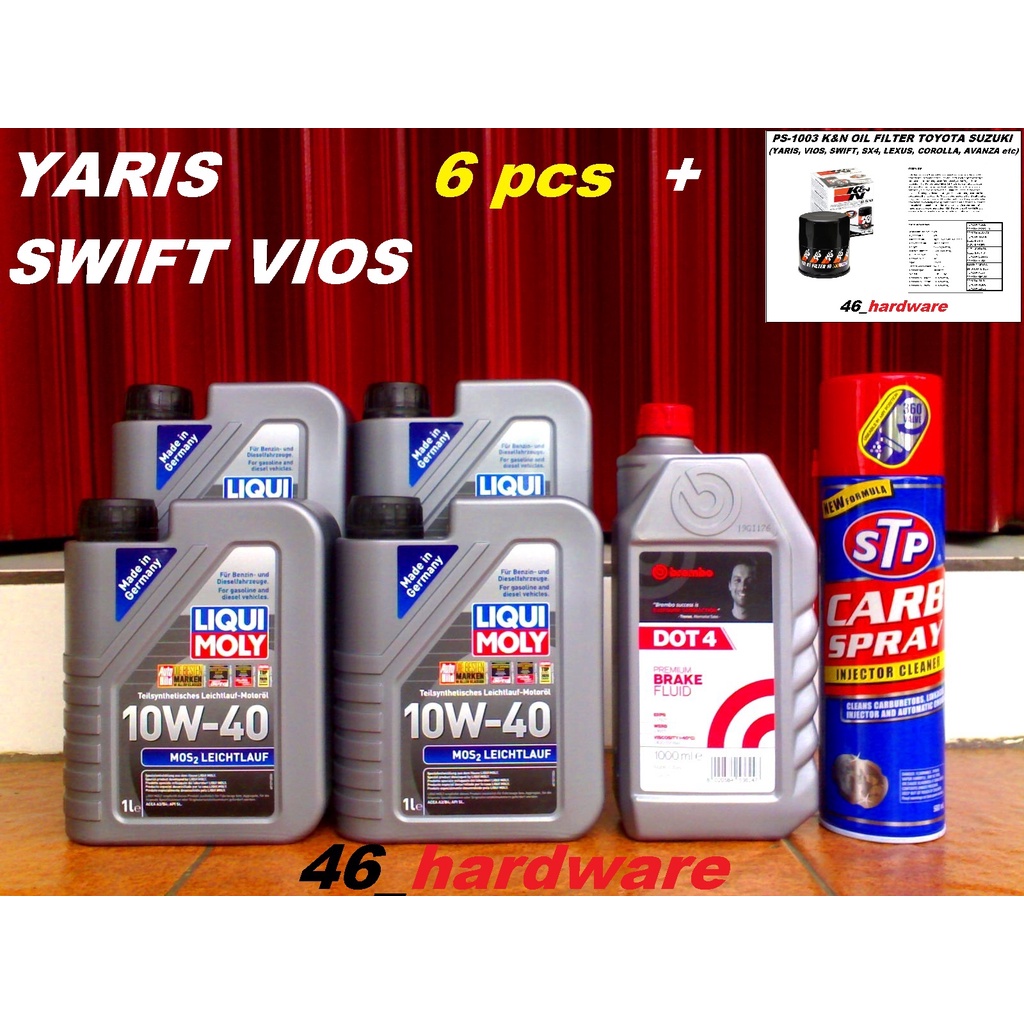 Liqui Moly Mos2 Leichtlauf 10w40 Brembo Kn Ps 1003 Filter Vios Yaris 46 Hardware Shopee Indonesia